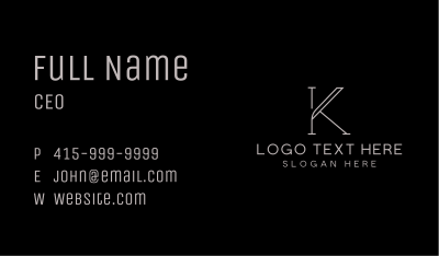 Geometric Monoline Letter K Business Card Image Preview