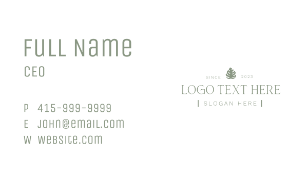 Minimalist Leaf Wordmark Business Card Design Image Preview
