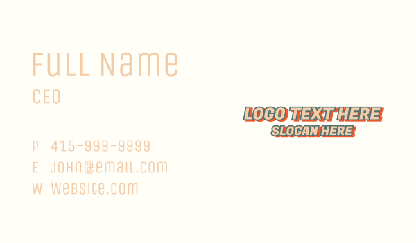 Minimalist Retro Wordmark Business Card Design Image Preview