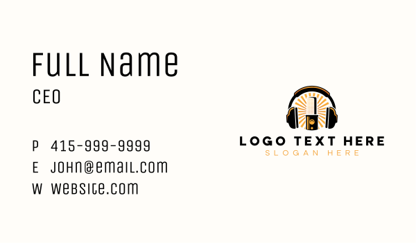 Recording Microphone Headset Business Card Design Image Preview
