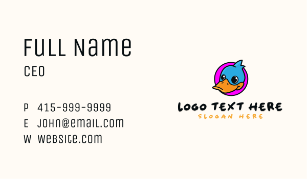 Cute Duck Mascot Business Card Design Image Preview