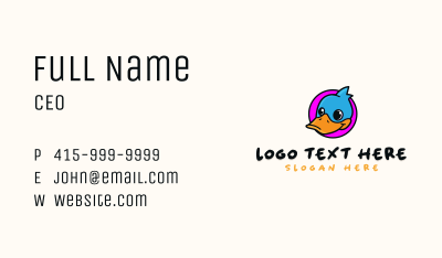 Cute Duck Mascot Business Card Image Preview