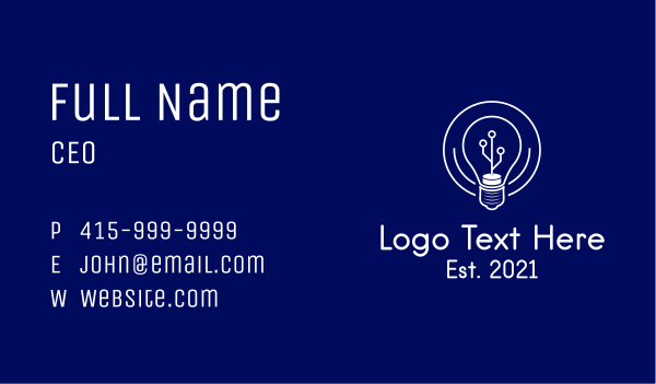 Light Bulb Technology Business Card Design Image Preview