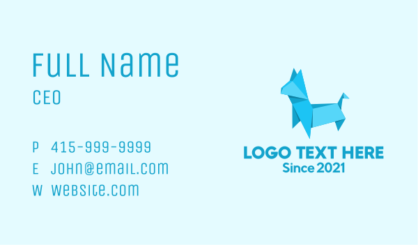 Blue Dog Origami Business Card Design Image Preview