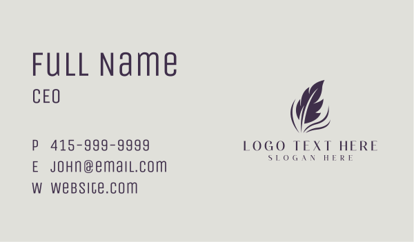 Feather Quill Author Publishing Business Card Design Image Preview