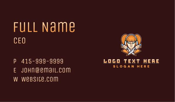 Assasin Girl Gamer Business Card Design Image Preview