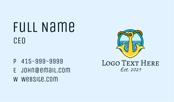 Ocean Anchor Sailing  Business Card Design Image Preview