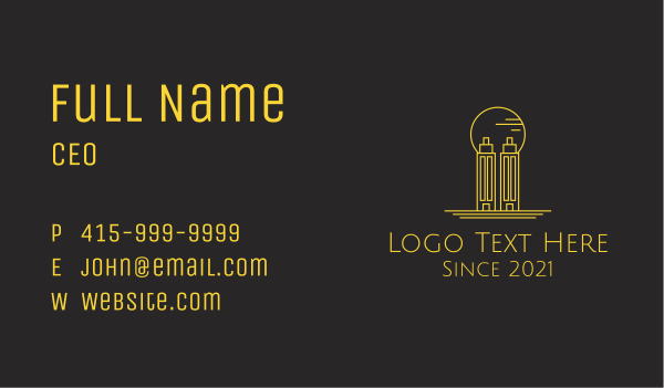 Golden Building Outline  Business Card Design Image Preview