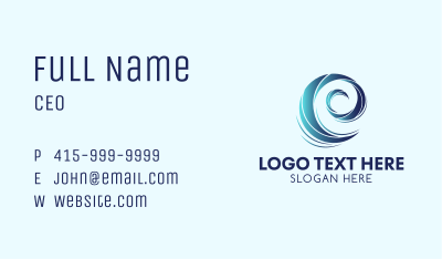 Swirling Ocean Waves Letter E Business Card Image Preview
