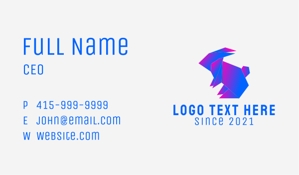 Gradient Bunny Origami Business Card Design Image Preview
