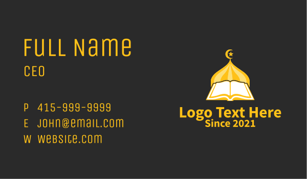 Golden Muslim Koran  Business Card Design Image Preview