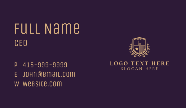 Wreath Shield College Business Card Design Image Preview