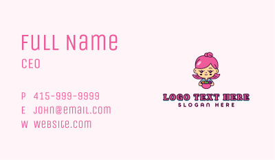 Cartoon Girl Fruits Business Card Image Preview