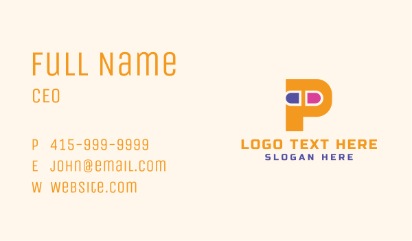 Pill Letter P Business Card Design Image Preview