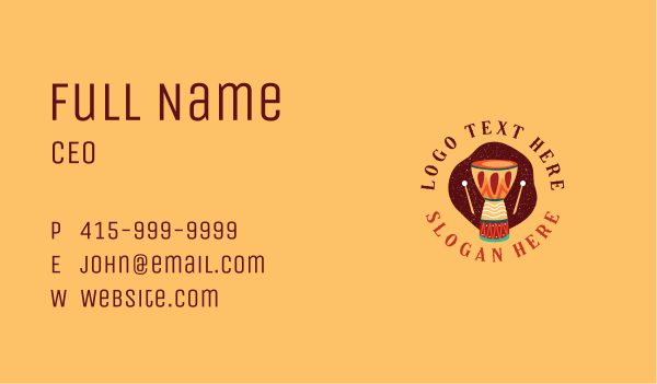 African Instrument Drum Business Card Design Image Preview