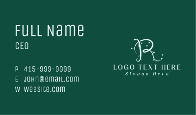 Vine Leaf Letter R Business Card Image Preview
