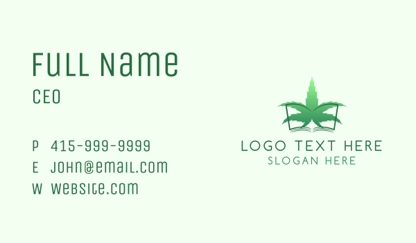 Green Marijuana Book Business Card Design Image Preview