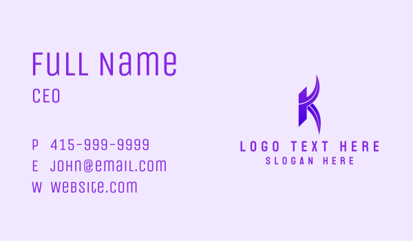 Violet Letter K Company Business Card Design Image Preview