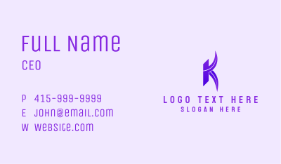 Violet Letter K Company Business Card Image Preview