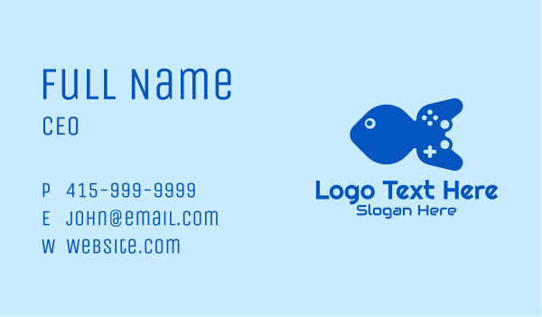 Blue Fish Gamepad Business Card Design Image Preview