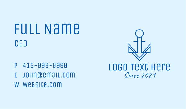 Minimalist Sail Anchor  Business Card Design Image Preview