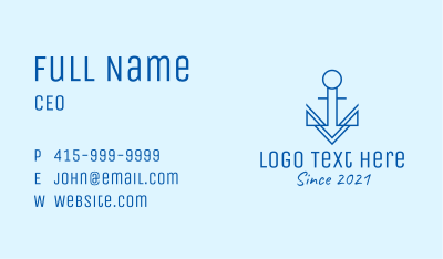 Minimalist Sail Anchor  Business Card Image Preview
