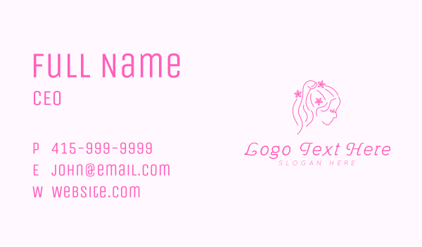 Girl Hair Flower Business Card Design Image Preview