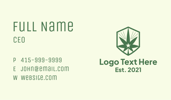 Marijuana Leaf Star Business Card Design Image Preview