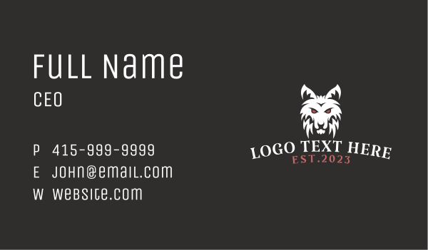 Gaming Wild Wolf Animal Business Card Design Image Preview