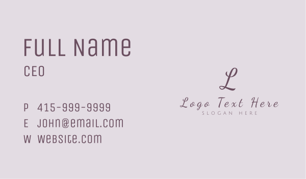 Feminine Cursive Lettermark  Business Card Design Image Preview