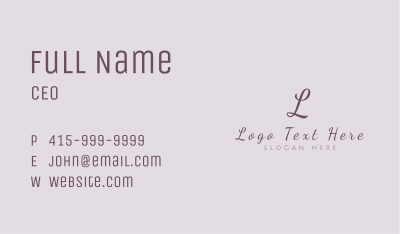 Feminine Cursive Lettermark  Business Card Image Preview