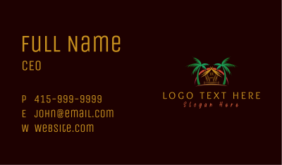 Palm Tree House Resort Business Card Image Preview