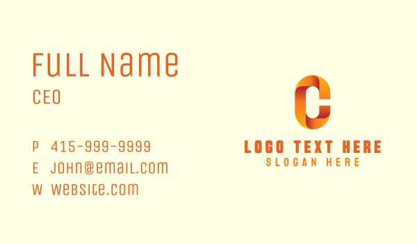 Gradient Orange Letter C Business Card Design Image Preview