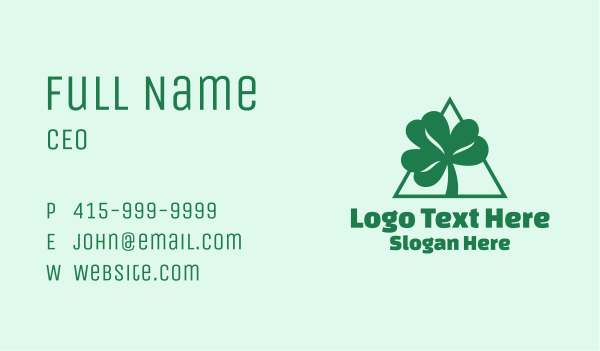 Green Triangle Shamrock  Business Card Design Image Preview
