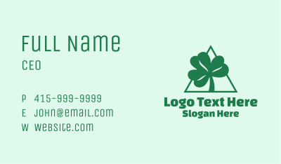 Green Triangle Shamrock  Business Card