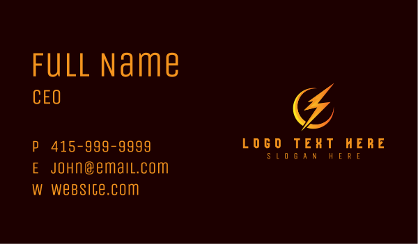 Bolt Power Lightning Business Card Design Image Preview