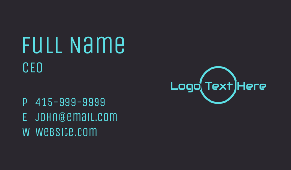 Neon Blue Wordmark  Business Card Design Image Preview