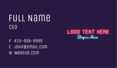 Classic Neon Wordmark  Business Card Image Preview