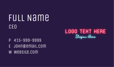 Classic Neon Wordmark  Business Card