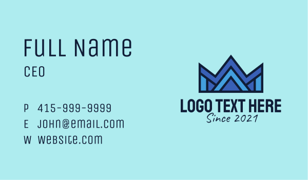 Blue Geometric Crown  Business Card Design Image Preview