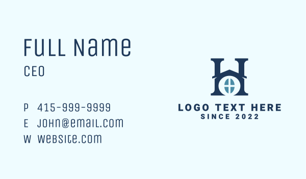 Blue Home Letter H Business Card Design Image Preview