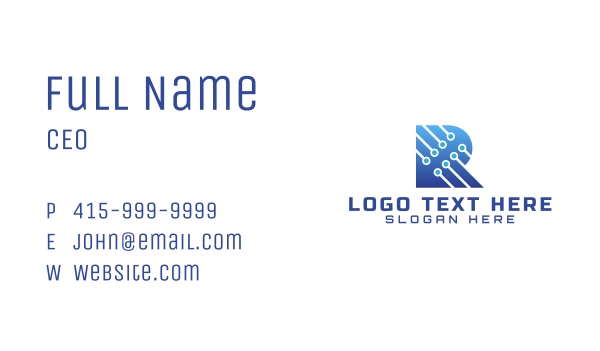 Technological Letter R Business Card Design Image Preview