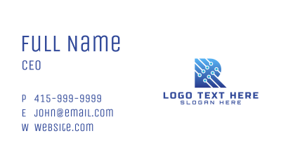 Technological Letter R Business Card Image Preview