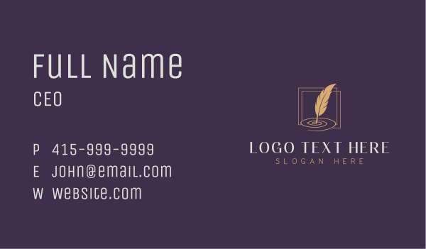 Quill Feather Publishing Business Card Design Image Preview