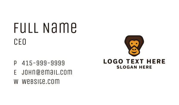 Smiling Gorilla Cartoon Business Card Design Image Preview