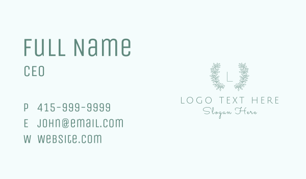 Organic Wreath Letter  Business Card Design Image Preview