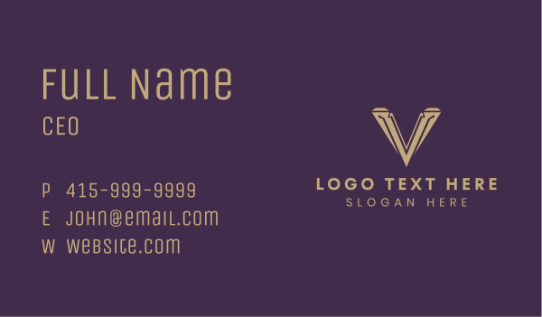 Jewelry Boutique Letter V Business Card Design Image Preview