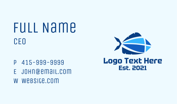 Geometric Blue Fish Business Card Design Image Preview