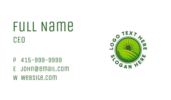 Green Sunrise Farm Business Card Design Image Preview