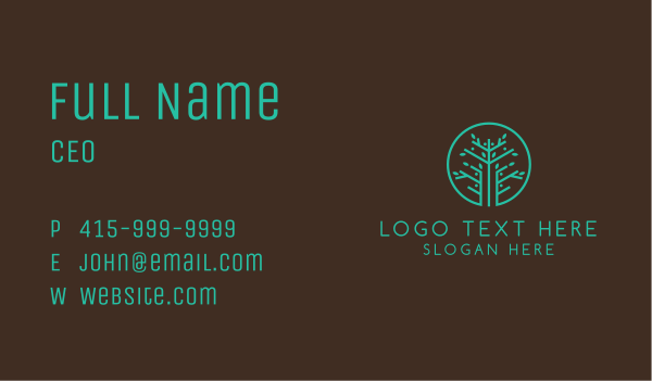 Green Botanical Tree  Business Card Design Image Preview